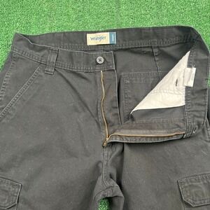 Wrangler Men's Black Cargo Pants 34x31 Cotton Straight Leg Workwear Canvas
